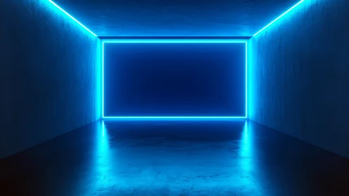 Neon void corridor humming with electric blue horizons.