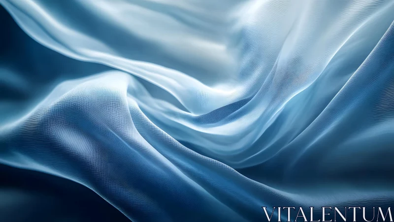 Flowing Blue Silk Fabric Abstract Background in Soft Light.