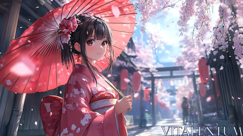 Gentle spring stroll with a shy girl under cherry blossoms.