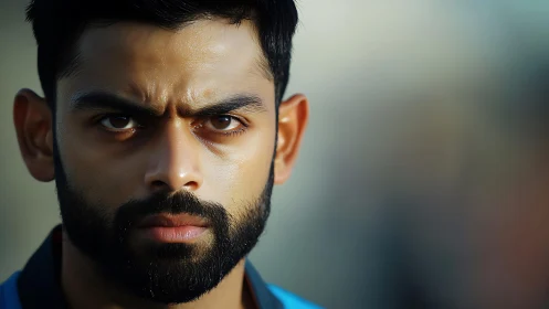 Intense male portrait captured with shallow depth of field