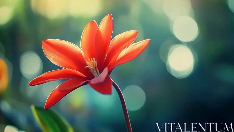 Vermillion Petals Dance in Ethereal Bokeh Light.