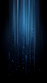 Blue light streaks descend over dark abstract background.