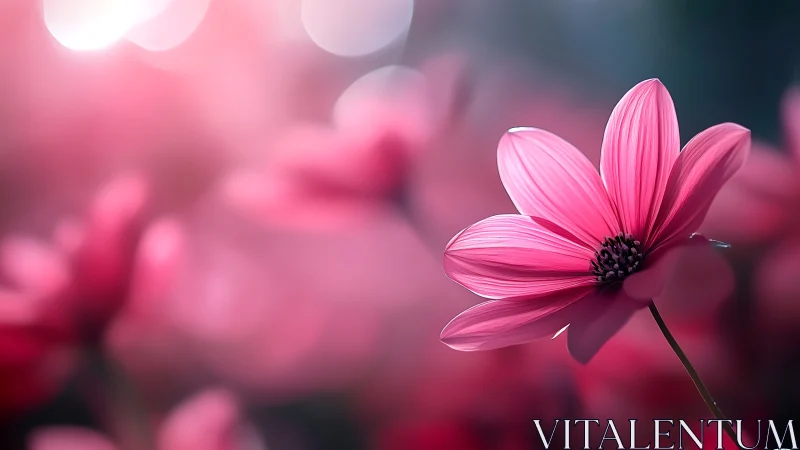 Pink Cosmos Blossoms Dance Through Dreamy Bokeh Light.