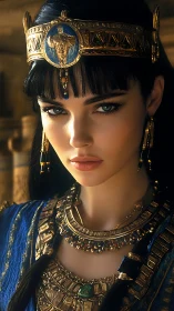 Emerald-eyed desert queen wrapped in burnished gold dusk.