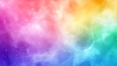 Colorful nebula cloud with soft rainbow gradient glow.