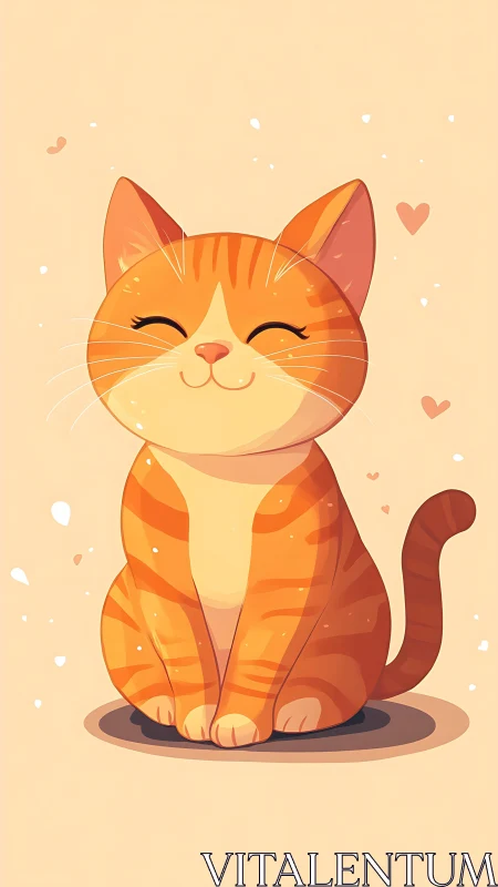 Joyful Orange Tabby Cat with Warm Expression and Hearts