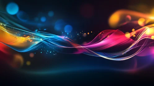 Chromatic light waves flowing across deep cosmic space.