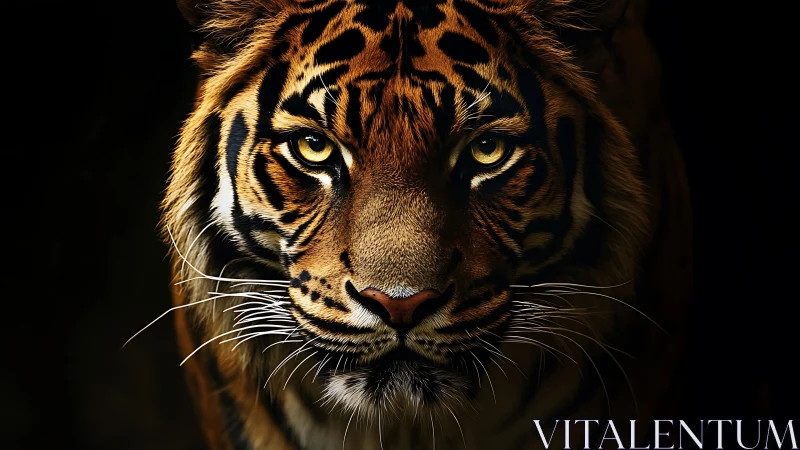 Tiger eyes carve molten gold through the midnight hush