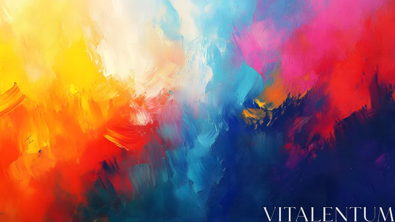 Vibrant Abstract Painting with Bold Brushstrokes and Color Blends.