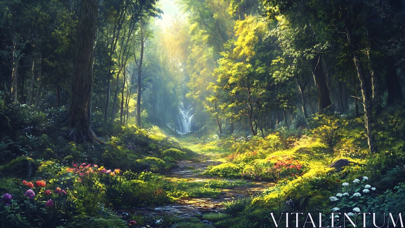 Luminous Forest Sanctuary: Digital Landscape Rendering.