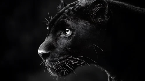 Black Panther's Penetrating Gaze Against Darkness.