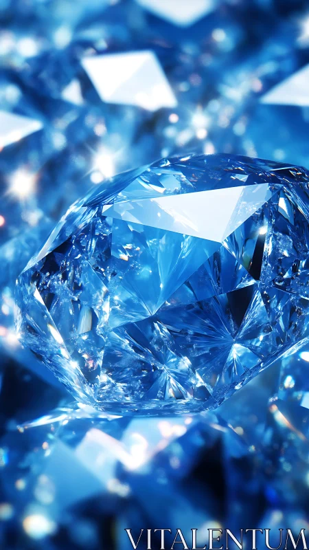 Glittering blue diamond catches light in a dreamy sparkle