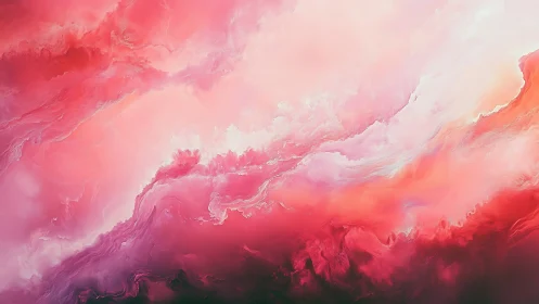 Blushing nebula clouds swirl in a radiant crimson sky