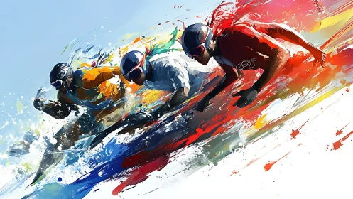 High-Speed Jet Ski Racing with Dynamic Brushstroke Abstraction