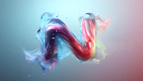 Liquid letter N swirls in luminous pastel digital space