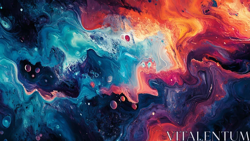 Cosmic fluid nebula in vibrant teal, orange, and violet.