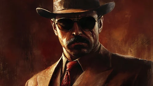 Smoldering portrait reveals a stern man in vintage style