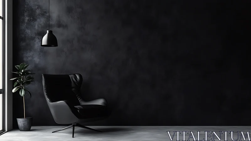 Quiet black lounge corner invites calm reflection and rest