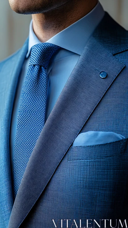 Business Formal Attire: Navy Blazer with Textured Tie.