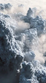 Volumetric cloud cliffs rendered as sculpted atmospheric masses