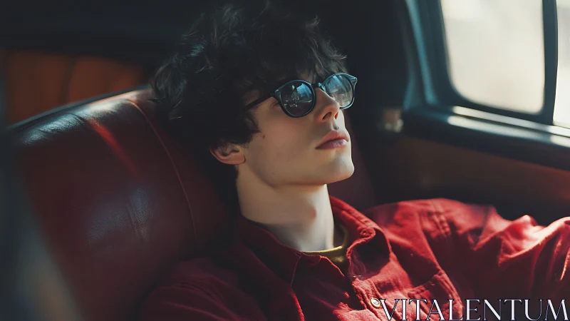 Soft backseat portrait isolates subject with shallow depth of field