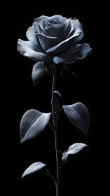 Monochromatic Rose Blooms Against Darkness, Radiating Sculptural Grace