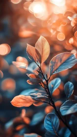 Close-up bicolor leaves under warm glowing backlight.