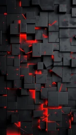 Stacked black cubes with red glowing geometric fissures.