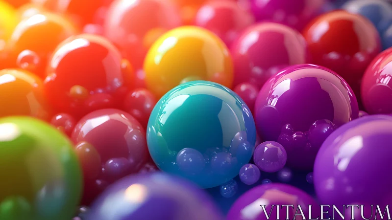 Glossy multicolored spheres form a dense reflective cluster