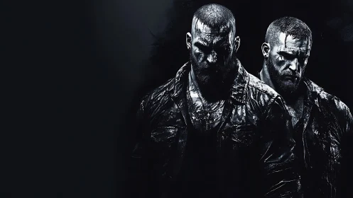 Grit and shadowed resolve with two battle-worn brothers.