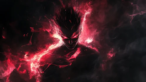 Flaming void entity in high-contrast digital painting composition.