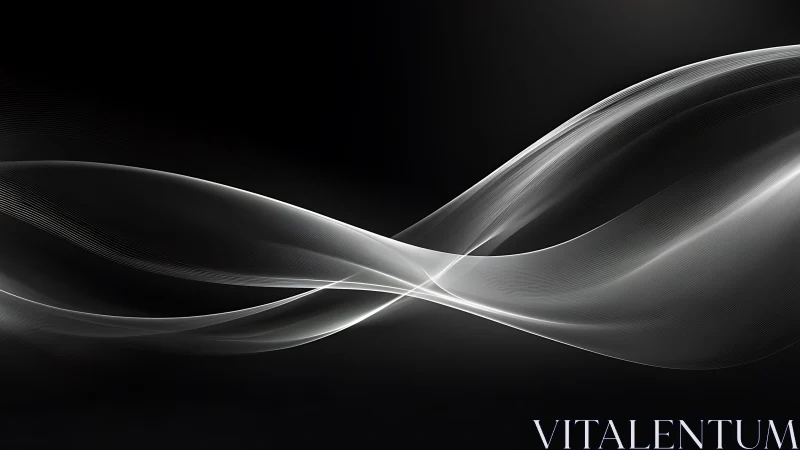 Monochrome abstract wave lines on dark gradient background.