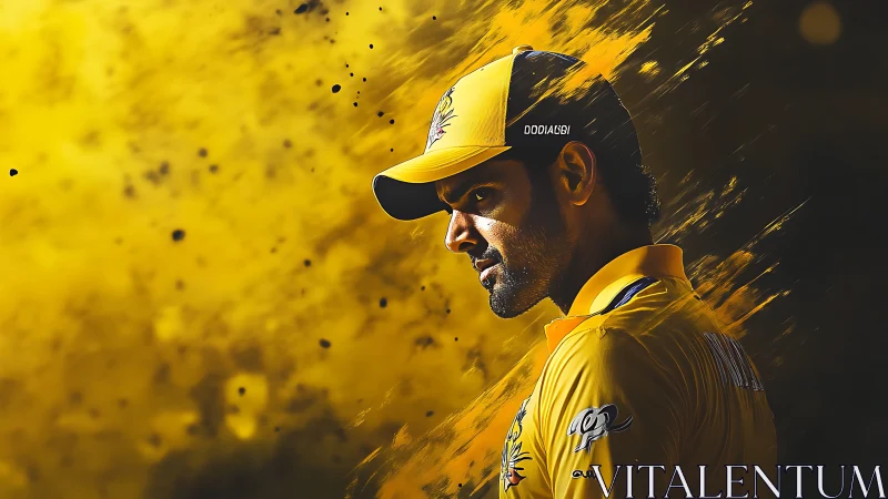 Golden cricket focus in a storm of vibrant yellow light.