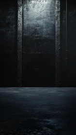 3D industrial wall backdrop with moody low-key illumination.