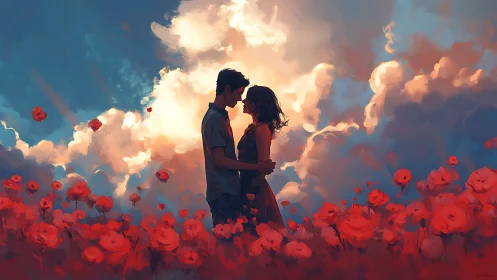 Lovers Dance Among Crimson Petals