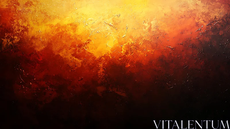 Fiery Abstract Textured Painting with Warm Orange and Red Tones.