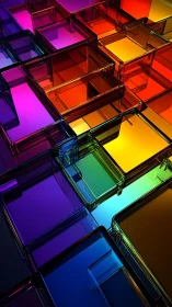 Prismatic glass cubes in layered geometric abstraction.