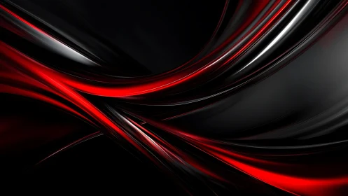 Dynamic red and black abstract waves with glossy, modern style.