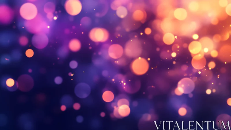 Vibrant purple and orange bokeh lights abstract digital background.