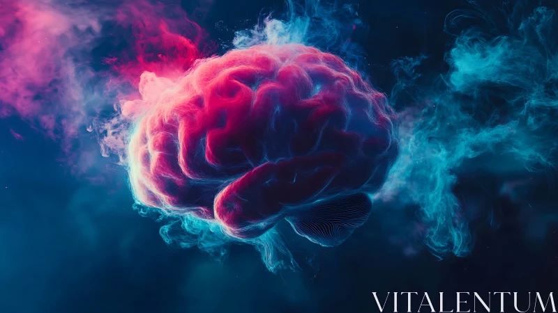 Neon cerebral cloud in swirling cyan and magenta haze.