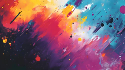 Vibrant Abstract Brushstroke Painting with Colorful Motion Effect.