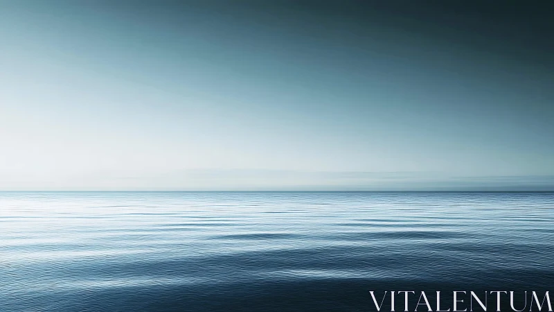 Calm blue ocean horizon under clear gradient sky scene.