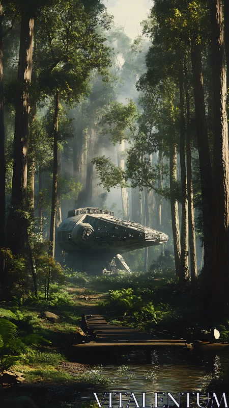 Locomotive Emerges Through Misty Eucalyptus Cathedral