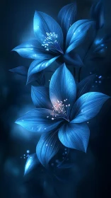 Bioluminescent Floral Array: Rendered 3D Digital Composition.