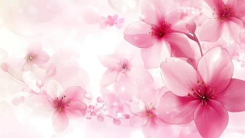 Delicate Bloom Cascade: Soft Pink Floral Reverie.