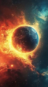 Solar storm halo ignites a twilight-shrouded alien world