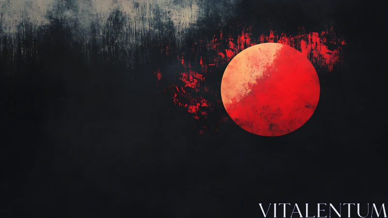 Textured crimson sun against distressed charcoal field