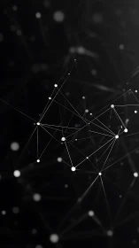 Abstract network of glowing nodes on dark gradient background.