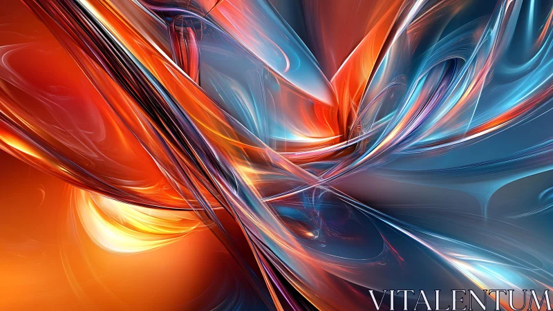 Dynamic Abstract Swirls in Vivid Blue and Orange Digital Art.