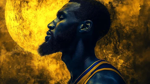 Midnight athlete listens closely to a molten golden moon